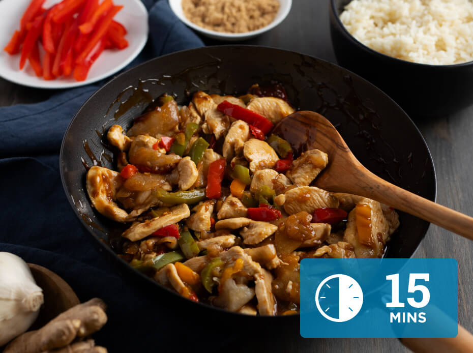 Chicken and Vegetable Stir-Fry, 15 minutes total time"